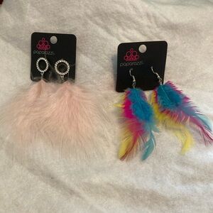 Paparazzi feather earrings bundle of two